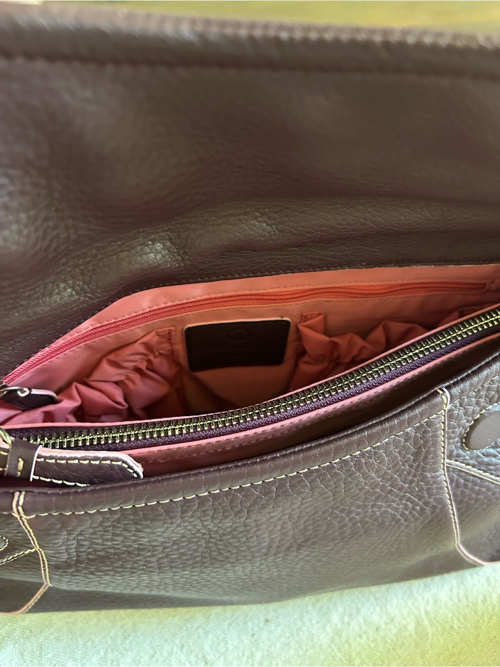 Cole Haan Pebbled Leather Shoulder Bag in Burgundy - Picture 8 of 8